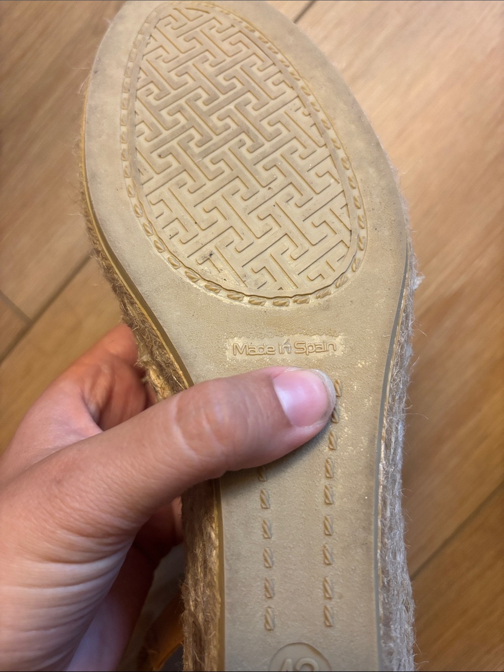 MADE IN SPAIN - Leather Slingback Espadrille Peep-Toe Flats — Tan - Picture 9 of 9